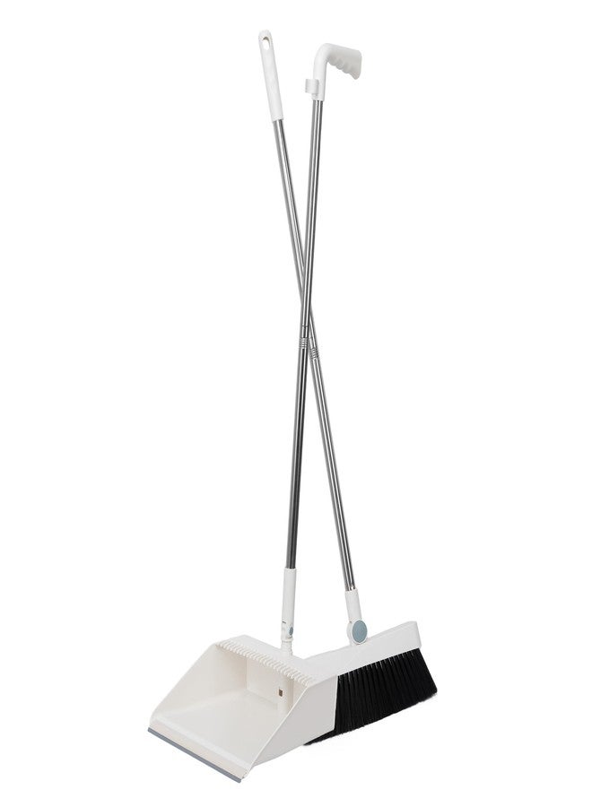 GNEY Broom Dustpan Set Floor Squeegee, Adjustable Handle with Dustpan Teeth for Cleaning Kitchen House Floor Office Garage Barber Shop Indoor Use Broom and Dustpan Set - Image 3